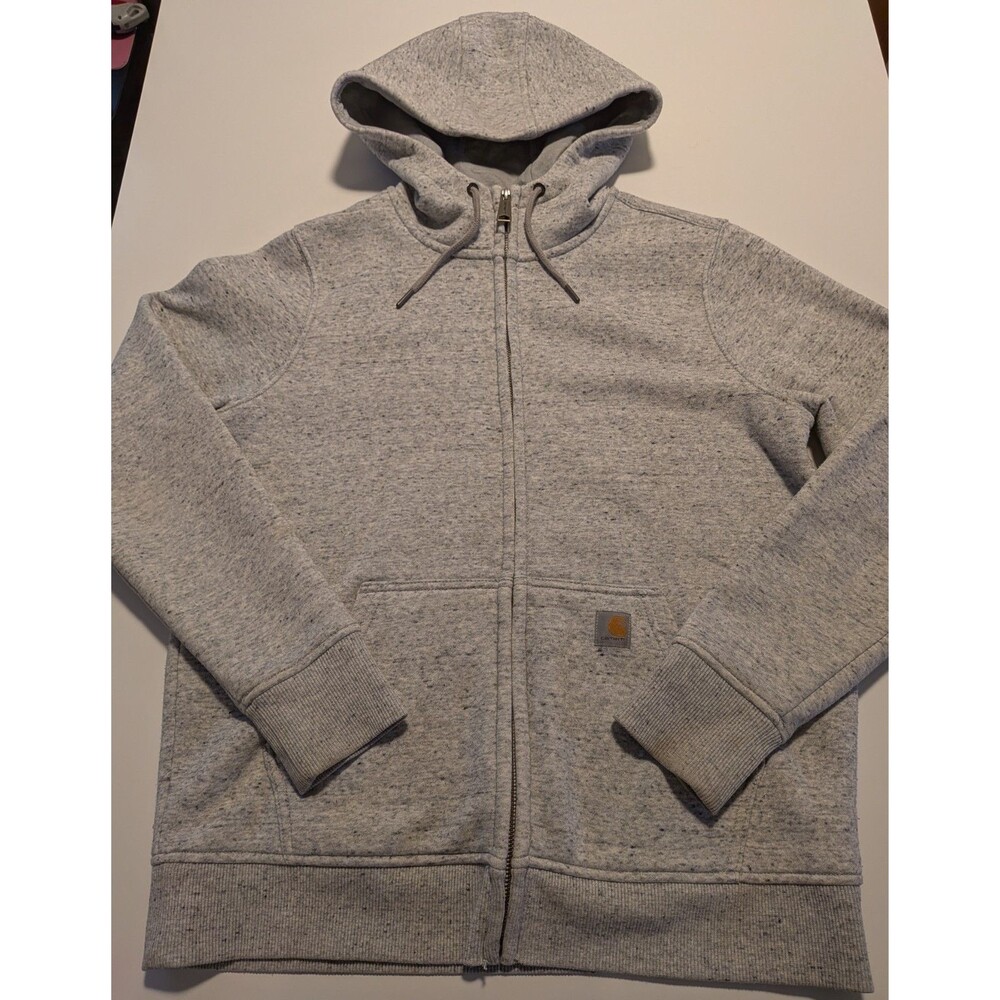 Carhartt Women’s Relaxed Fit Zip Hoodie Gray Fleece Lined Workwear Sweatshirt M